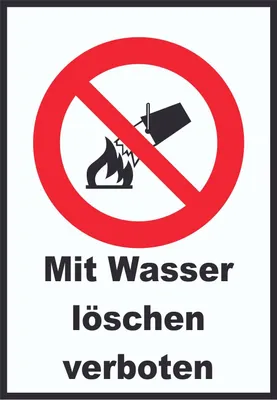 Produktbild von Mit Wasser löschen verboten Schild A6 Rückseite selbstklebend