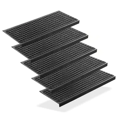 Produktbild von BigDean 5 Stück Stufenmatten aus Gummi – 75 x 25 cm – Outdoor Treppenstufenmatten – Anti Rutsch Gummimatten Kreis Design