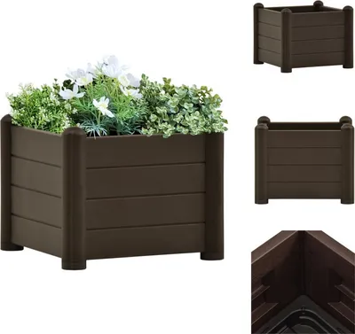 Zdjęcie produktu dla vidaXL Podwyższony kwietnik ogrodowy PP Mocha 43x43x35 cm - Donice i doniczki