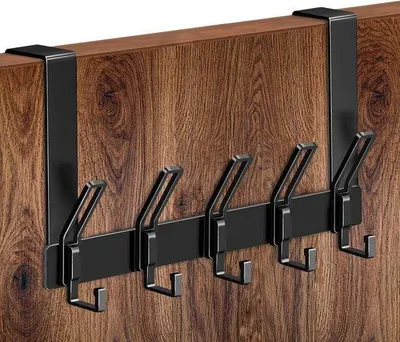 Immagine prodotto di Appendiabiti - 5 ganci resistenti - Asciugamani - Abiti - Biancheria da letto - Borse - Gancio salvaspazio - Bagno - Camera da letto - Soggiorno - Armadio - 32 cm x 18 cm - robusto
