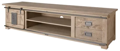 Immagine prodotto di MASSIVMOEBEL24 | mobile TV in legno di Mango 200x55x50 sbiancato laccato RAILWAY #336