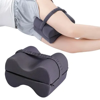 Produktbild von Kniekissen für Seitenschläfer, Memory Foam Beinpolster mit Gurt, Linderung von Rückenschmerzen, Hüftschmerzen & Schwangerschaft – Grau