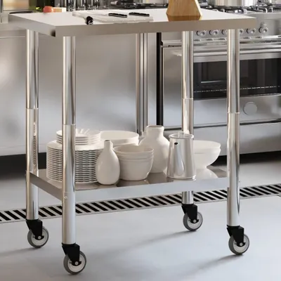 Obrázek produktu pro Kuchyňský pracovní stůl s kolečky nerezová ocel 82.5 x 55 x 85 cm