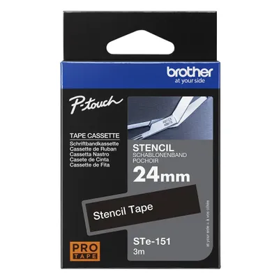 Produktbild von Brother STe-151 - Schwarz - Rolle (2,4 cm x 3 m) 1 Kassette(n) Stempelband - für P-Touch PT-2470, 2730, 3600, 9700, E500, E550, PT-GL-200, PT-P700, P-Touch EDGE PT-P750