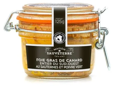 Produktbild von Ganze Entenleber aus dem Südwesten (IGP) mit Sauternes und grünen Pfefferkörnern - Le Parfait 125g Glas