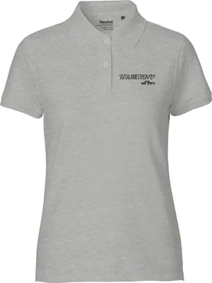 Produktbild von Huuraa Damen Polo Shirt Sozialarbeiterin mit Herz XL Sport Grey Bio Baumwolle Fairtrade Poloshirt Geschenkidee