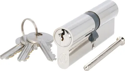 Produktbild von Profilzylinder Messing vernickelt - Doppelzylinder 45/45mm verschiedenschließend