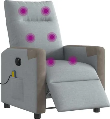 Immagine prodotto di Poltrona Reclinabile Massaggio Elettrica Grigio Chiaro Tessuto