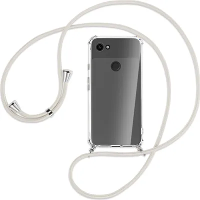 Produktbild von Handykette Backcover-Schutzhülle mit Band (Metall silberfarben) für Google Pixel 3a - broken white