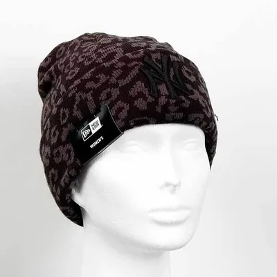 Obrázek produktu pro Dámská zimní čepice New Era Womens MLB Leopard Cuff Knit Black - UNI