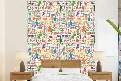 Obrázek produktu pro MuchoWow® Fototapety do obývacího pokoje nebo ložnice tapety vinylové motivy tapety Pattern - Sportovní - Abeceda - Citáty 180x220cm