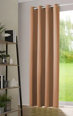 Produktbild von heimtexland ® Verdunkelungsvorhang Thermogardine Verdunkelungsgardine Ösenschal Deko Vorhang Blickdicht verdunkelnd Kälteschutz Sonnenschutz Typ139 camel