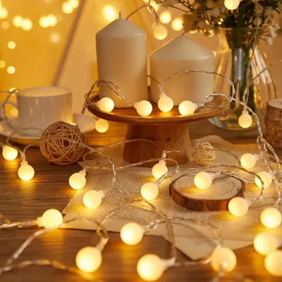 LED-Lichterkette mit 20 Kugeln, 3 m, warmweiß, batteriebetrieben
