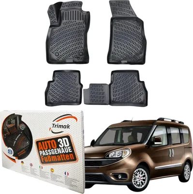 Produktbild von Trimak Autofußmatten kompatibel mit Fiat Doblo 2.Gen 2010 - 2022 Auto Allwetter Gummimatten