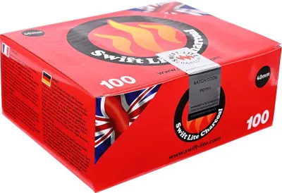Immagine prodotto di Swift Lite 40 mm, carbone con legnetti accendifuoco, 100 pezzi per confezione