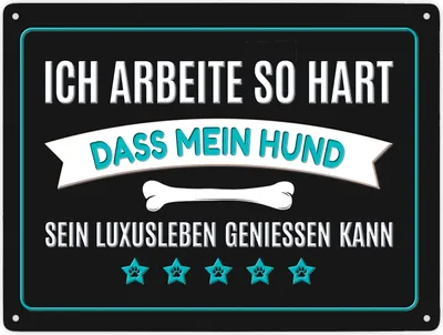 Produktbild von Luxusleben Hund Metallschild XXL in blau mit Knochen Motiv