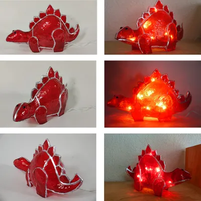 Produktbild von Dekorations-Leuchte DINO Fiberglas-Tisch-Kinder-Leuchte : Rot