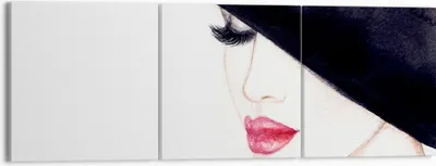 Produktbild von Bild auf Leinwand - Leinwandbild - Frau Lippen Hut Eleganz - 150x50cm - Wand Bild - Wanddeko - Leinwanddruck - Bilder - Kunstdruck - Wanddekoration - Leinwand bilder - Wandkunst - CA150x50-2947