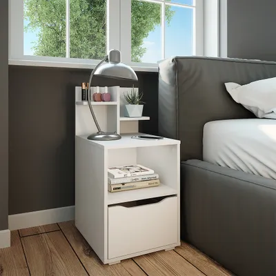 Obrázek produktu pro Noční stolek Vicco Ruben Bílá 40 x 82.2 cm se zásuvkou, Model 55570