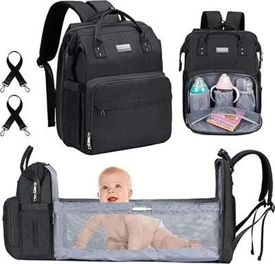 Produktbild von Famanu Wickelrucksack mit integriertem Faltbett -  - Grau