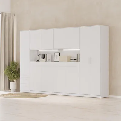 Produktbild von SMARTBett Schrankbett Set mit 90-Schrankbett Standard H Weiss/Weiss
