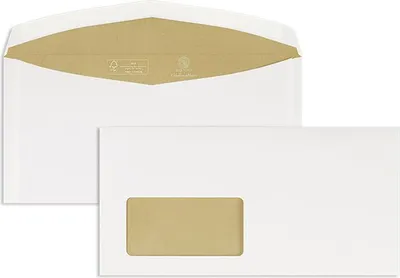 Produktbild von Farbige Kuvertierhüllen - Creme 114 x 229 mm (DIN C6/5) | 90 g/qm Biotop 3 | Mit Fenster | Nassklebung | Geschwungene Klappe | 1000 Stück