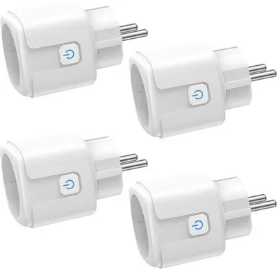 Productafbeelding van SnelShoppen - Smart Stopcontact Set van 4 met Wifi, Stroommeting, App Afstandsbediening, Spraakbesturing en Timer, Smart Home Wifi 16 A, Compatibel me