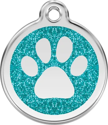 Produktbild von RedDingo Hundemarke mit individueller Gravur Glitzer Pfotenabdruck aqua