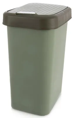 Image de Poubelle en plastique vert, capacité de 25 L, couvercle basculant