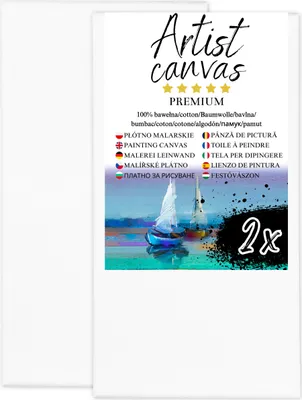 Produktbild von 2x Leinwand auf Keilrahmen 100% Baumwolle 280 g/m² Weiß grundiert 70X130 cm