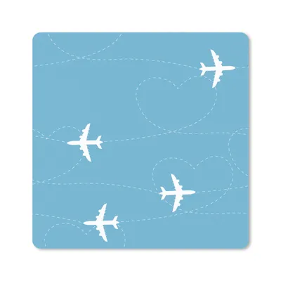 Produktbild von MuchoWow® Mauspad Mousepad Flugzeug - Herz - Muster 20x20 cm - Mousepads - Maus Mat - Pad - Mausunterlage - Desk Mat - Bureauartikeln