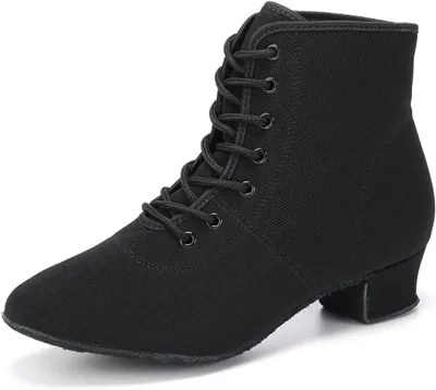 Produktbild von Tanzschuhe für Damen, Lateinamerikanisch, mit niedrigem Absatz und Schnürung, schwarz, Größe 38,5 EU