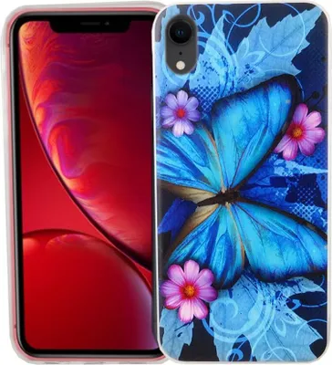 Produktbild von Apple iPhone XR Handy Hülle Schutz-Case Cover Bumper Schmetterling Blau