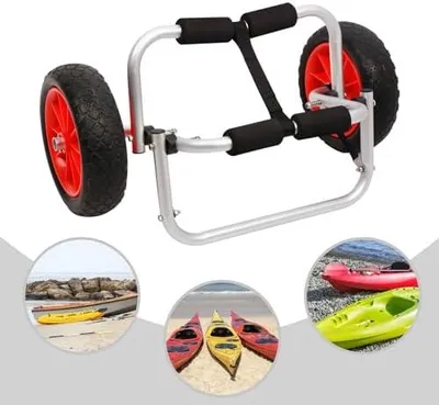 Produktbild von Faltbarer Kajak- und Kanuwagen mit Stütze, 150 LBS, aus Aluminium mit Vollgummirädern
