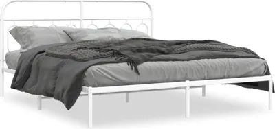 Produktbild von vidaXL Bettgestell mit Kopfteil Metall Weiß 183x213 cm