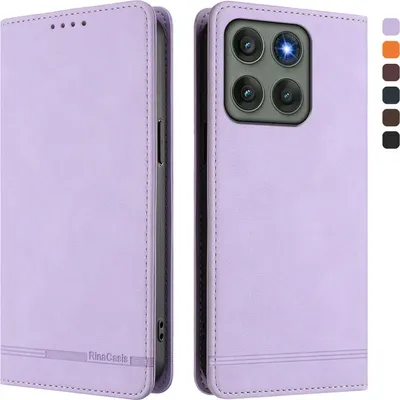 Produktbild von Hülle für Motorola Edge 60 Pro, Retro Kunstleder Ständer Klapphülle mit Kartenfächer und Magnetische Violett