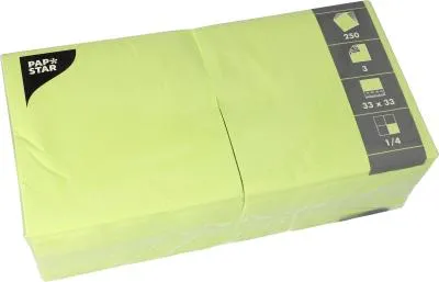 Produktbild von Servietten, 3-lagig 1/4-Falz 33 cm x 33 cm limonengrün