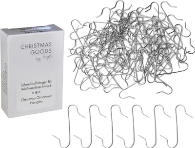 Produktbild von 100 Kugelaufhänger Silber S - Haken Weihnachtskugelhaken Aufhänger Christbaumkugelhaken