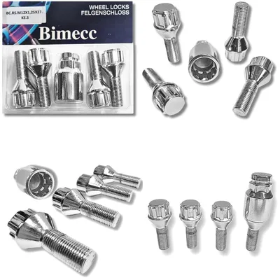 Zdjęcie produktu dla Zamek do felg M12x1,25x27 mm, stożkowy 60°, kompatybilny z Alfa Romeo, Fiat, Ford, Jeep, Lancia, Maserati, srebrny zestaw zamków do felg