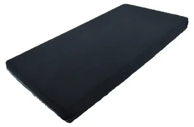 A black mattress on a white background.