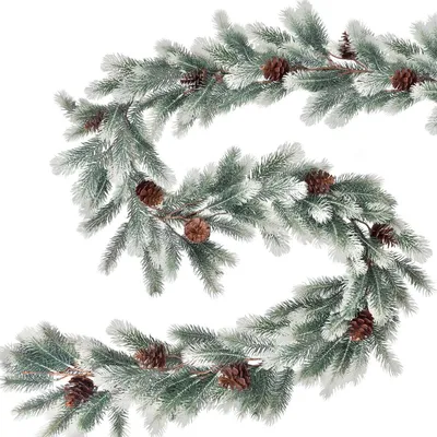 Produktbild von Künstliche Tannengirlande mit Schnee-Effekt 1.9M Spritzguss PVC Weiß Grün