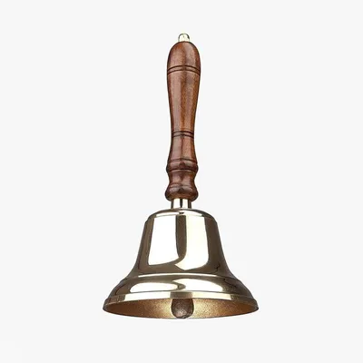 Produktbild von Traditionelle Handglocke – Massive Messingkonstruktion mit Holzgriff – 14 x 28 cm