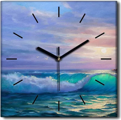 Produktbild von Coloray Uhr auf Leinwand 30x30 cm Wand Uhr Dekoration Wohnzimmer Segeltuch schwarze Hände -Meeresberge Landschaft.