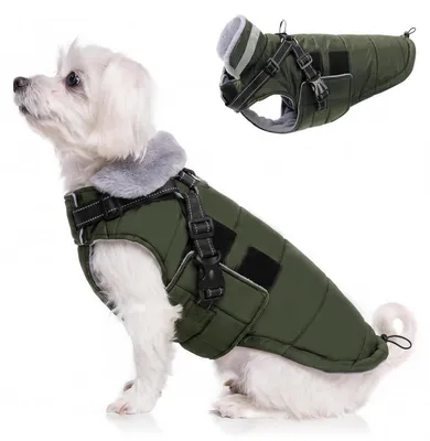 Immagine prodotto di Cappotto per cani, verde, taglia XS, impermeabile, caldo, riflettente, senza maniche