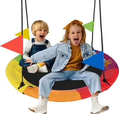 Produktbild von Kruzzel Nestschaukel Outdoor für Kinder und Erwachsene Bis 150 kg - Gartenschaukel Ø 110 cm - Langlebig & Wetterfest - Doppelschaukel für 2 Kinder 25284