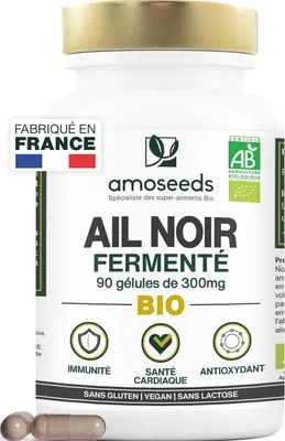 Produktbild von Nahrungsergänzungsmittel Amoseeds, fermentierter schwarzer Knoblauch, 90 Kapseln