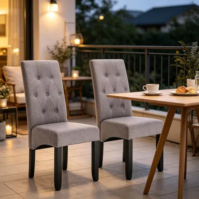 Produktbild von Wohnzimmer Stühle,Küche Hocker,Essstühle,Empfangsstühle,Schlafzimmer Dressing Stühle mit Hohem Rücken(nur 2PCS Stühle) LIGHT GREY