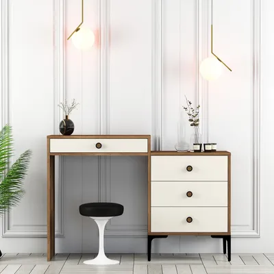 Obrázok produktu pre Skye Decor, Toaletný stolík - Logan (orechové drevo + krémová)