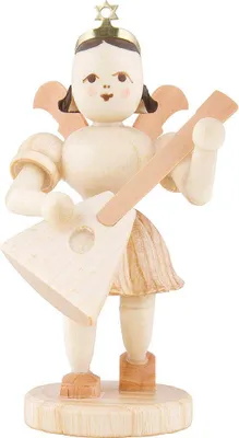 Produktbild von Kurzrockengel mit Balalaika, natur (6,6cm) von Blank Kunsthandwerk