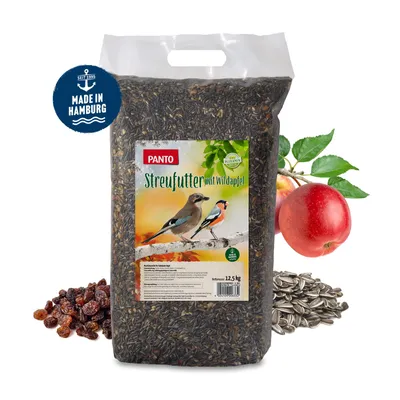 Produktbild von PANTO Streufutter mit Wildapfel 12,5kg - Wildvogelfutter mit Nüssen, Rosinen
